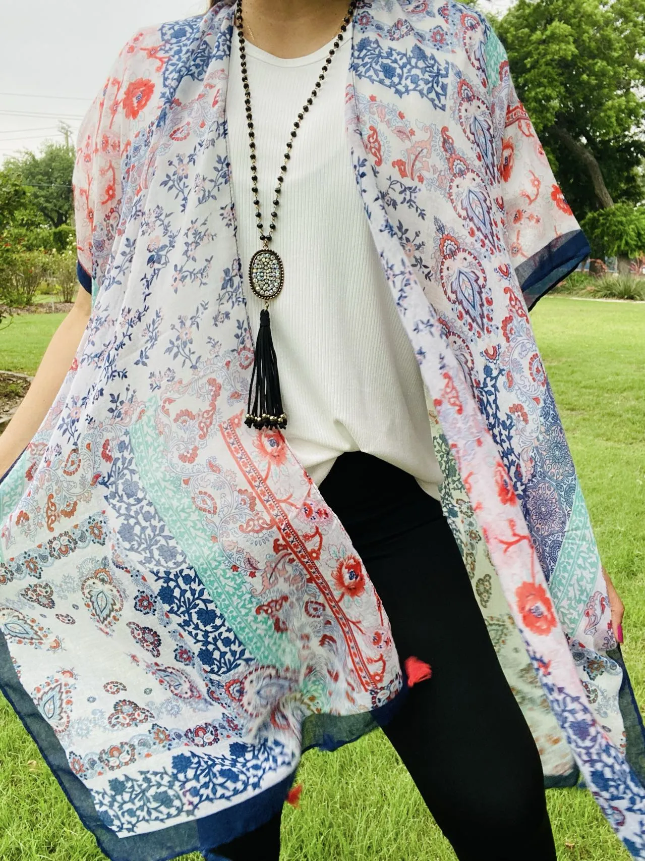 Paisley Patchwork sheer kimono shawl