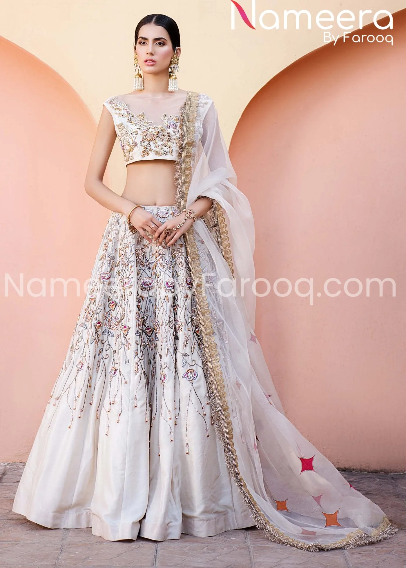 Pakistani Bridal Kundan Work Lehenga Choli Dress #BN201