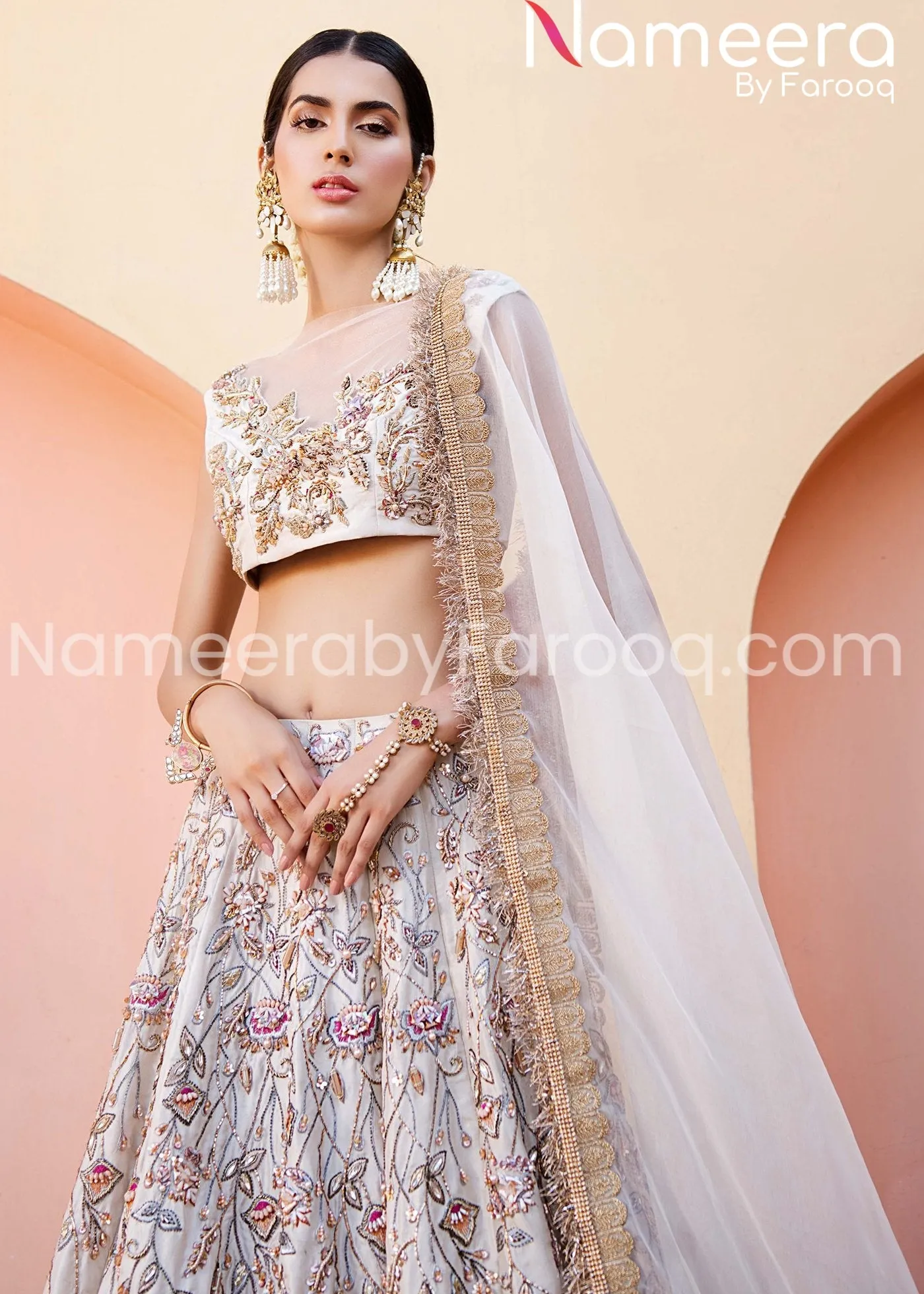Pakistani Bridal Kundan Work Lehenga Choli Dress #BN201