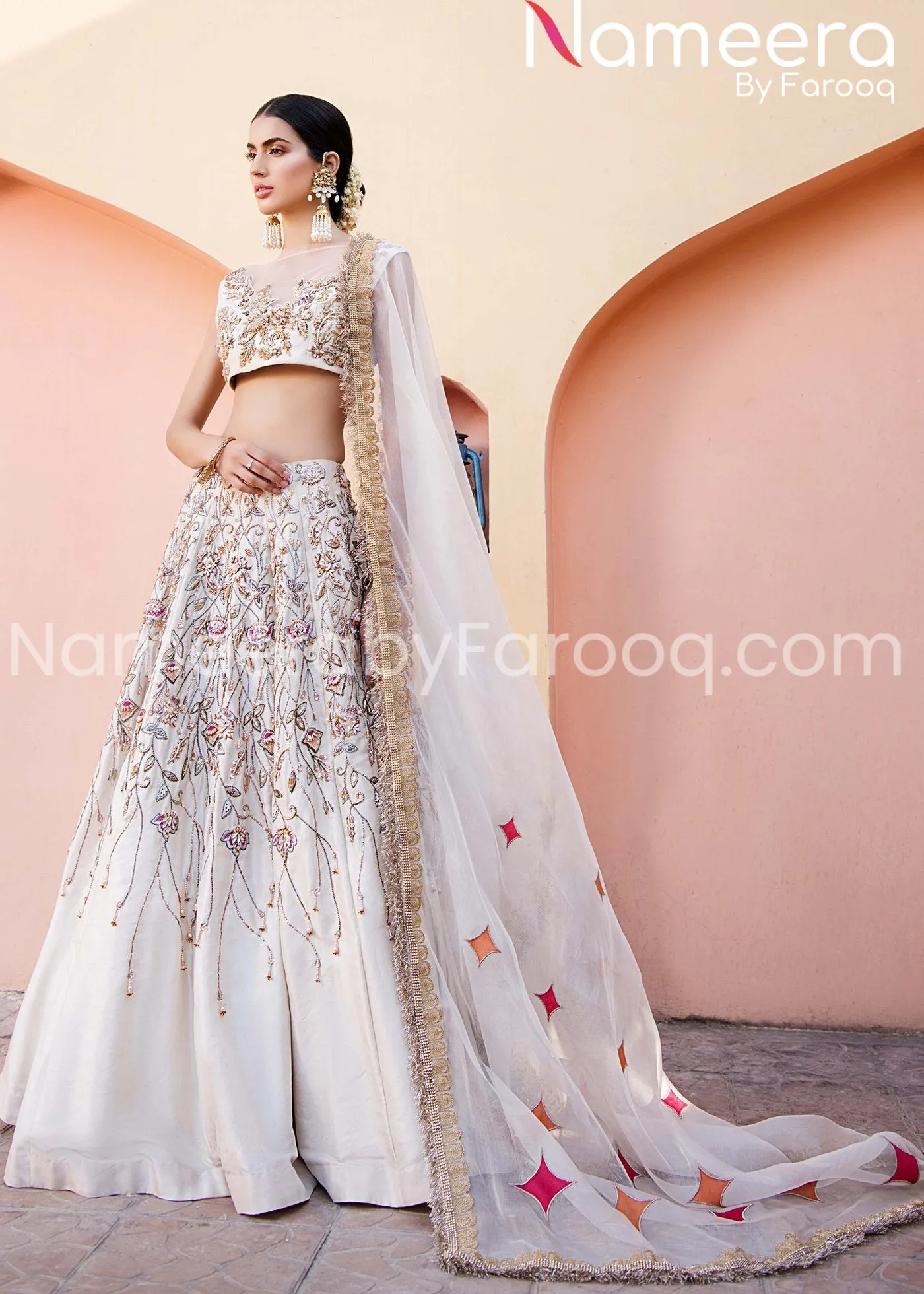 Pakistani Bridal Kundan Work Lehenga Choli Dress #BN201