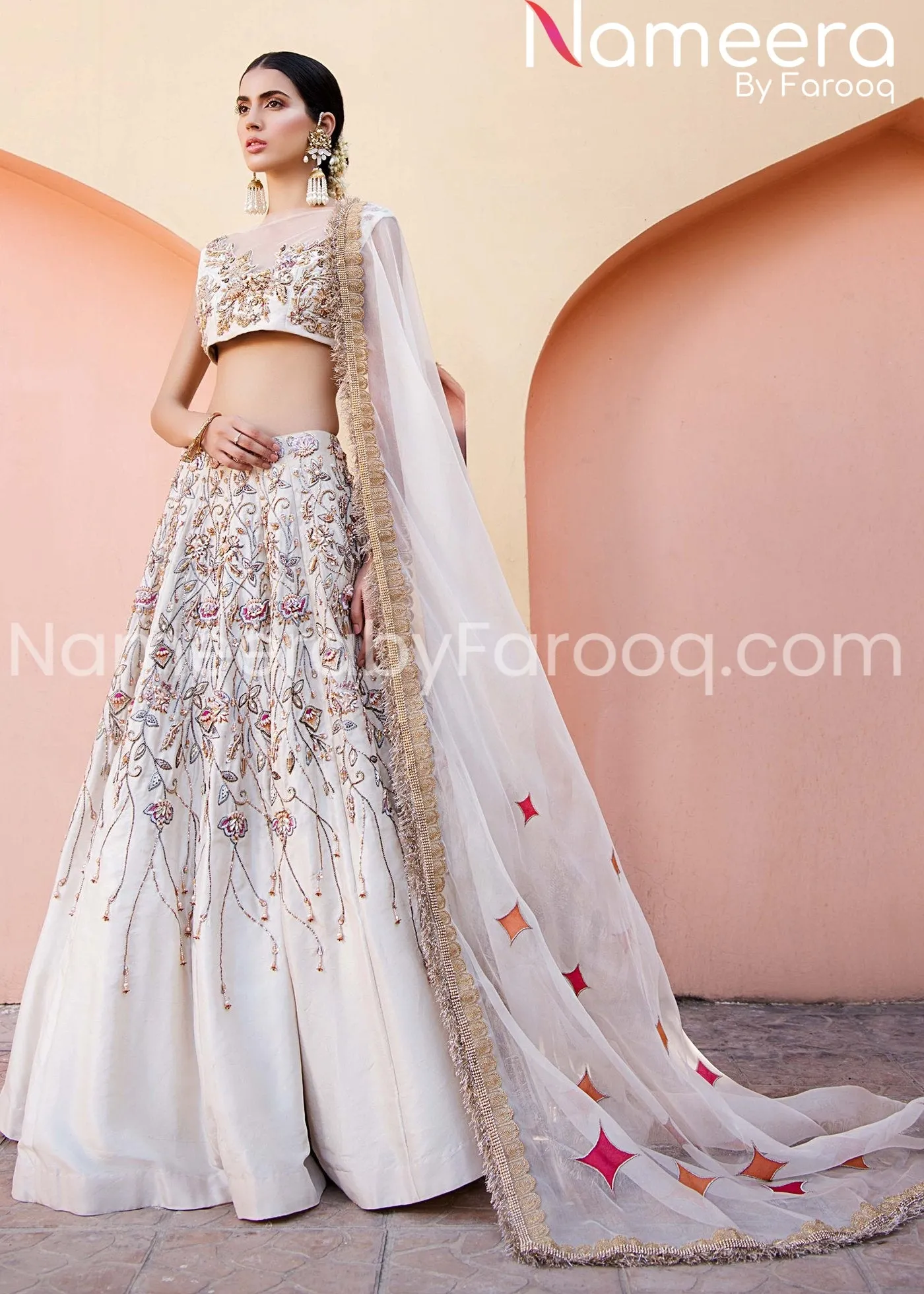 Pakistani Bridal Kundan Work Lehenga Choli Dress #BN201