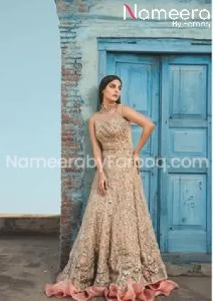 Pakistani Designer Bridal Wear Dark Peach Gown