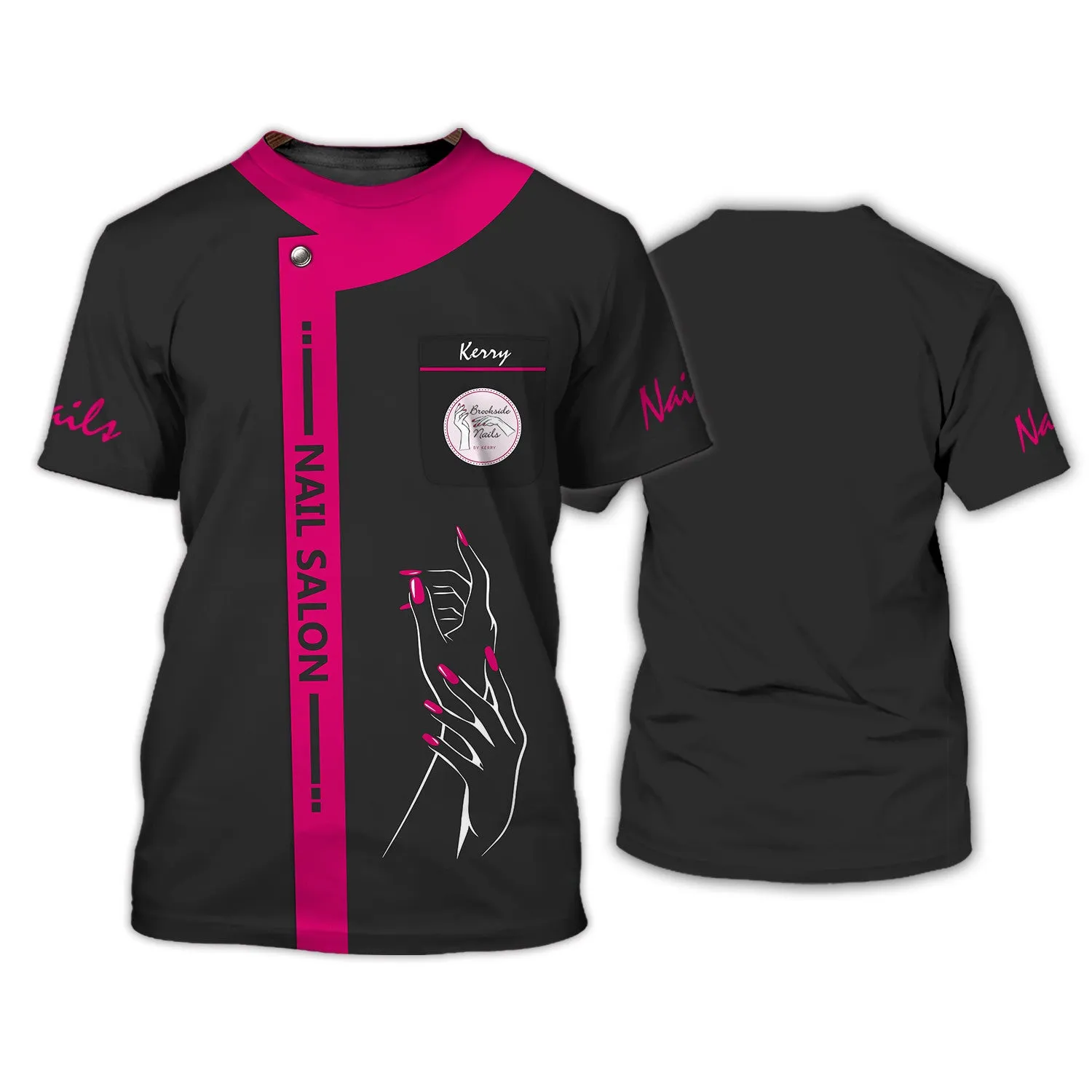 Pink Nail Artist T shirt Custom Nail Salon Uniform Manicurist Tee Shirt [Non Workwear]