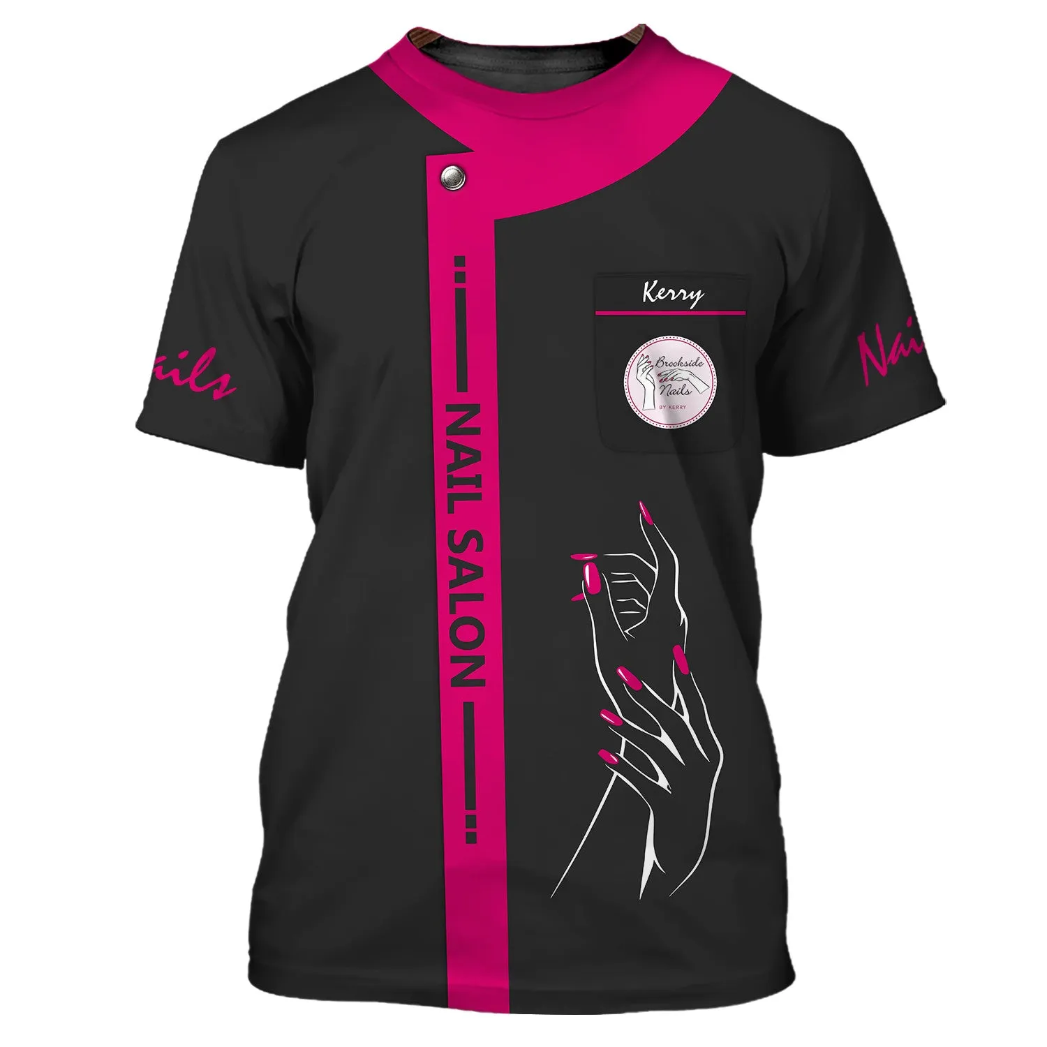 Pink Nail Artist T shirt Custom Nail Salon Uniform Manicurist Tee Shirt [Non Workwear]