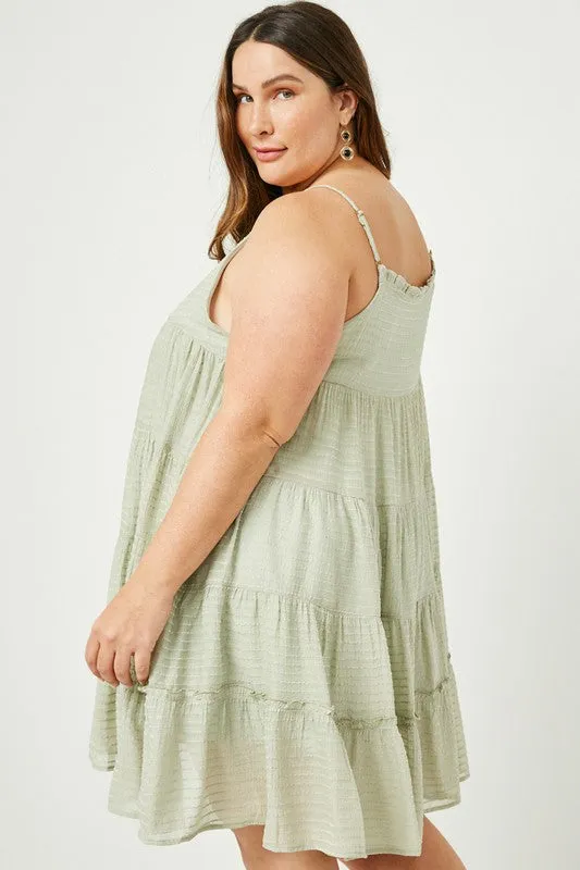 Plus Stripe Tiered Halter Mini Dress
