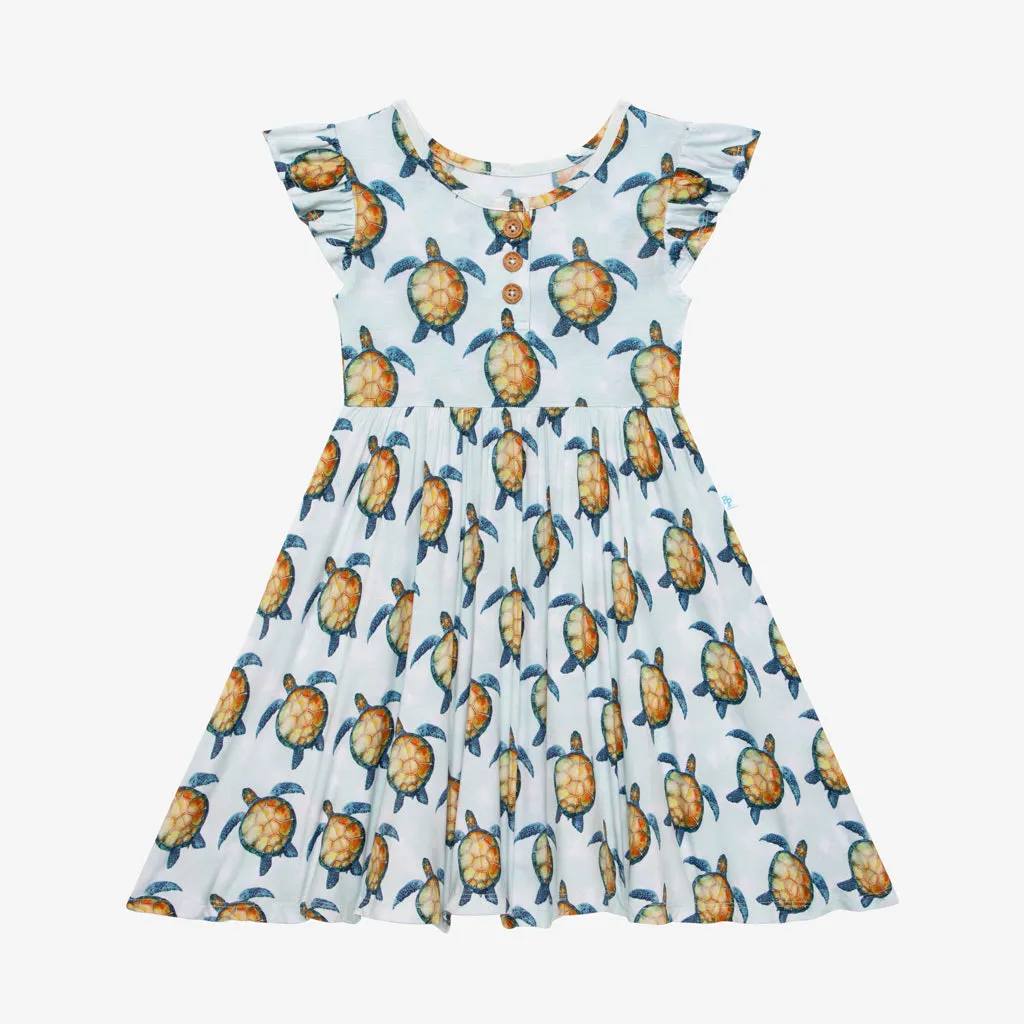 Posh Peanut Cruz Ruffled Capsleeve Henley Twirl Dress