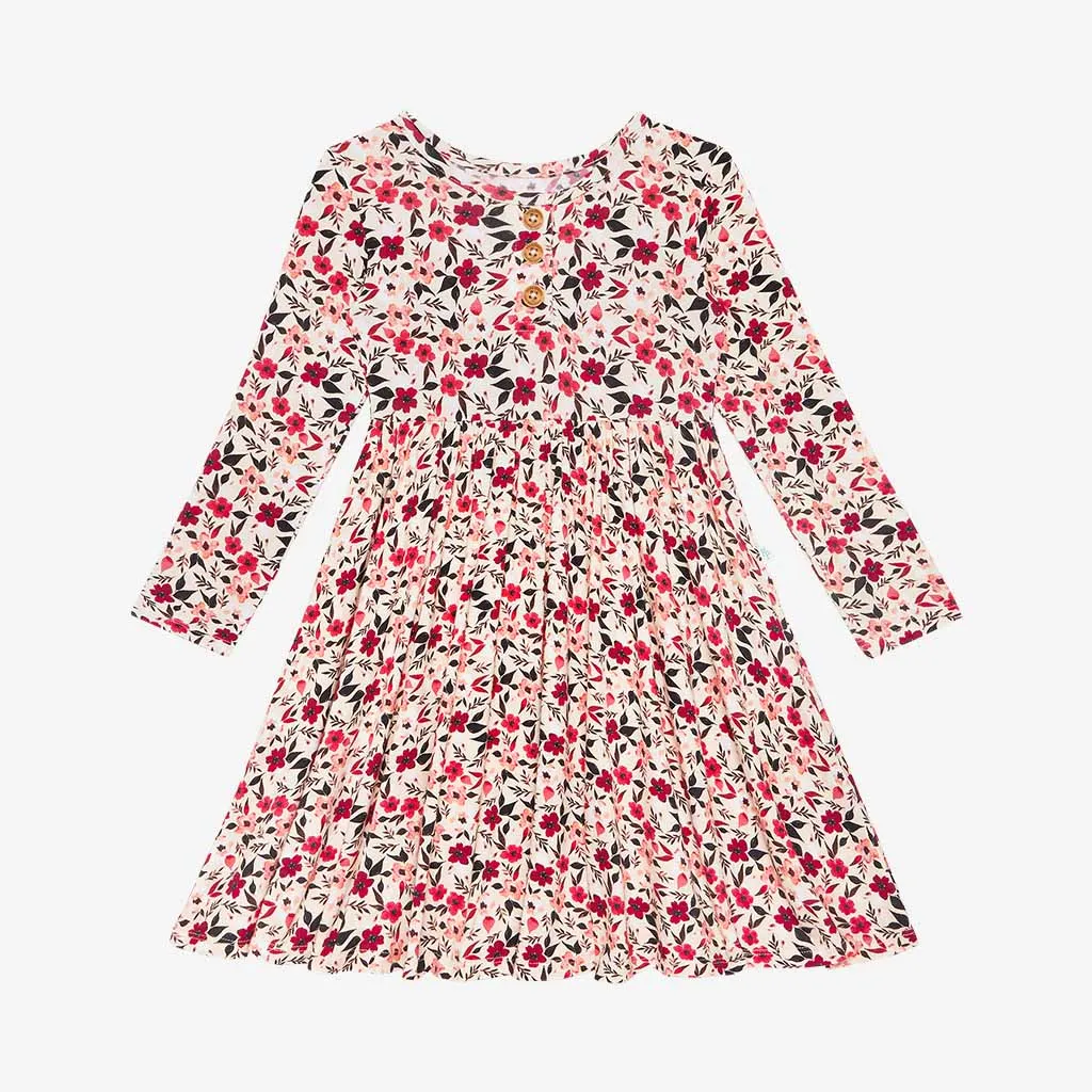 Posh Peanut Janie L/S Henley Twirl Dress