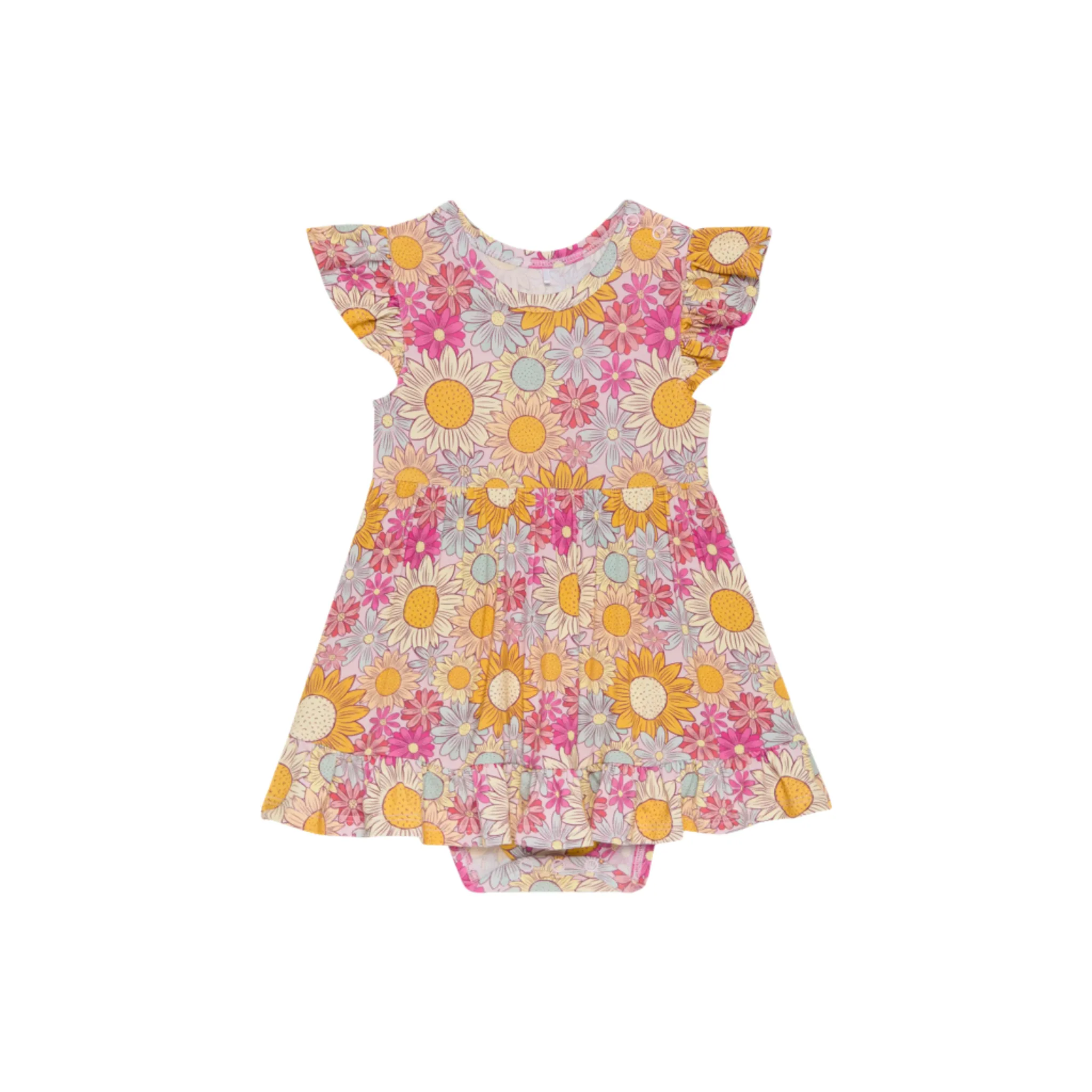 Posh Peanut |  Rosalinda - Ruffled Twirl Bodysuit  Dress