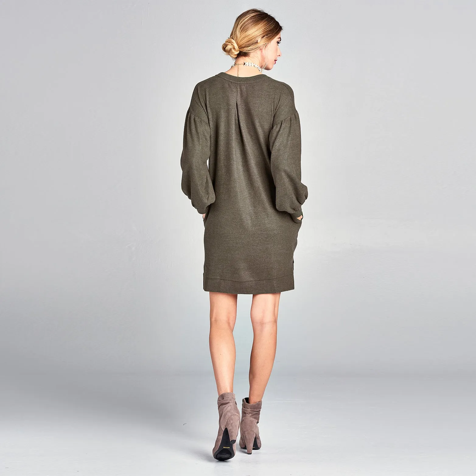 Puff Sleeve Sweater Dress