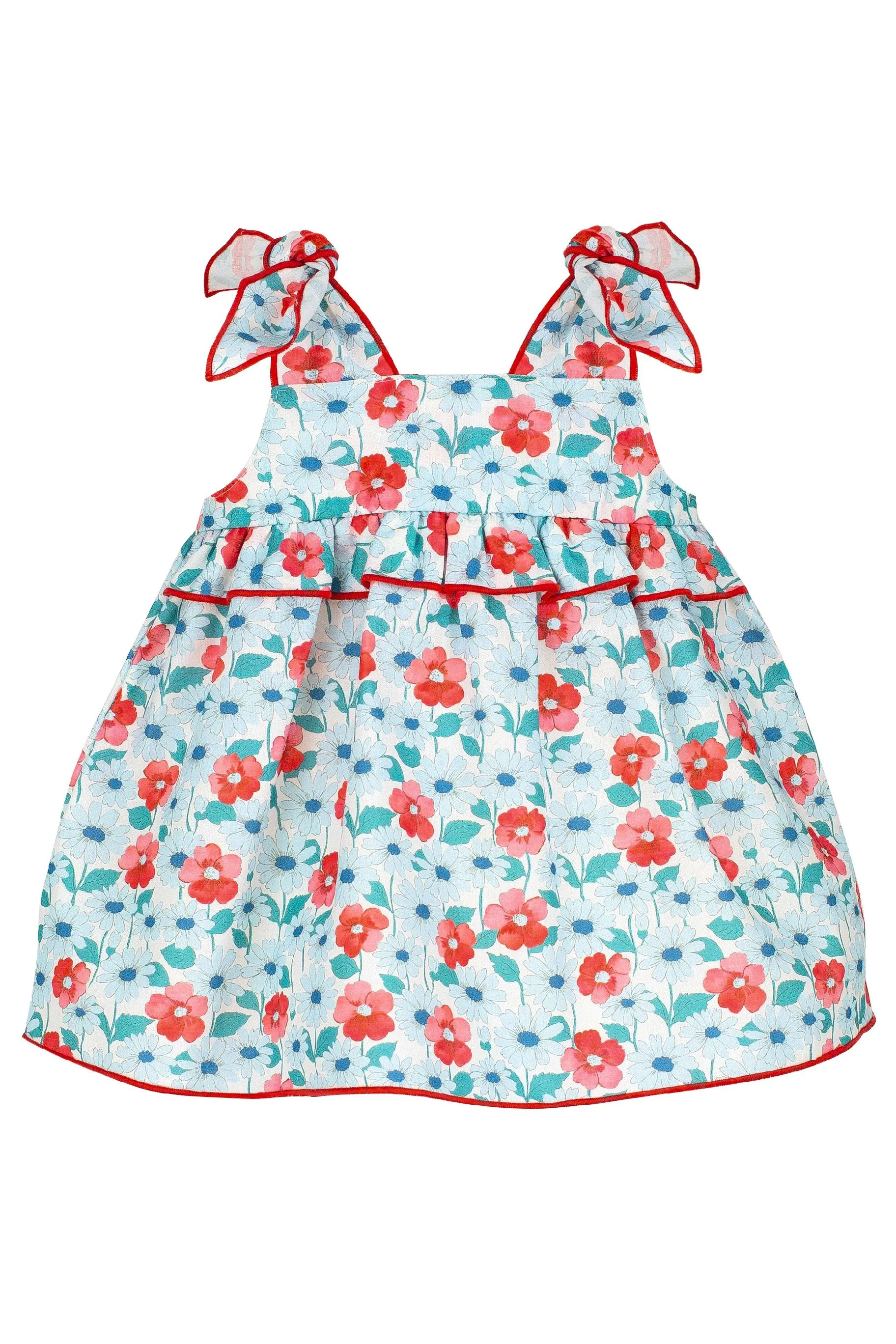 "Adriana" Red & Blue Floral Dress