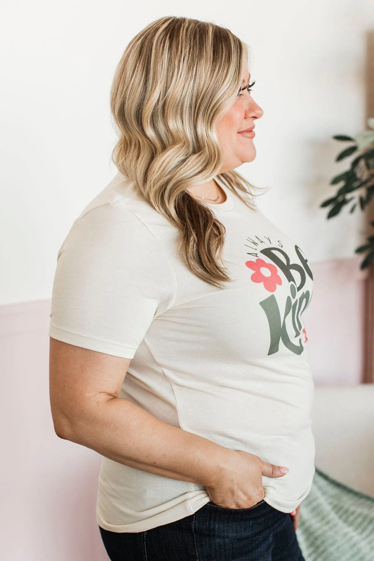 "Always Be Kind" Graphic Tee- Natural