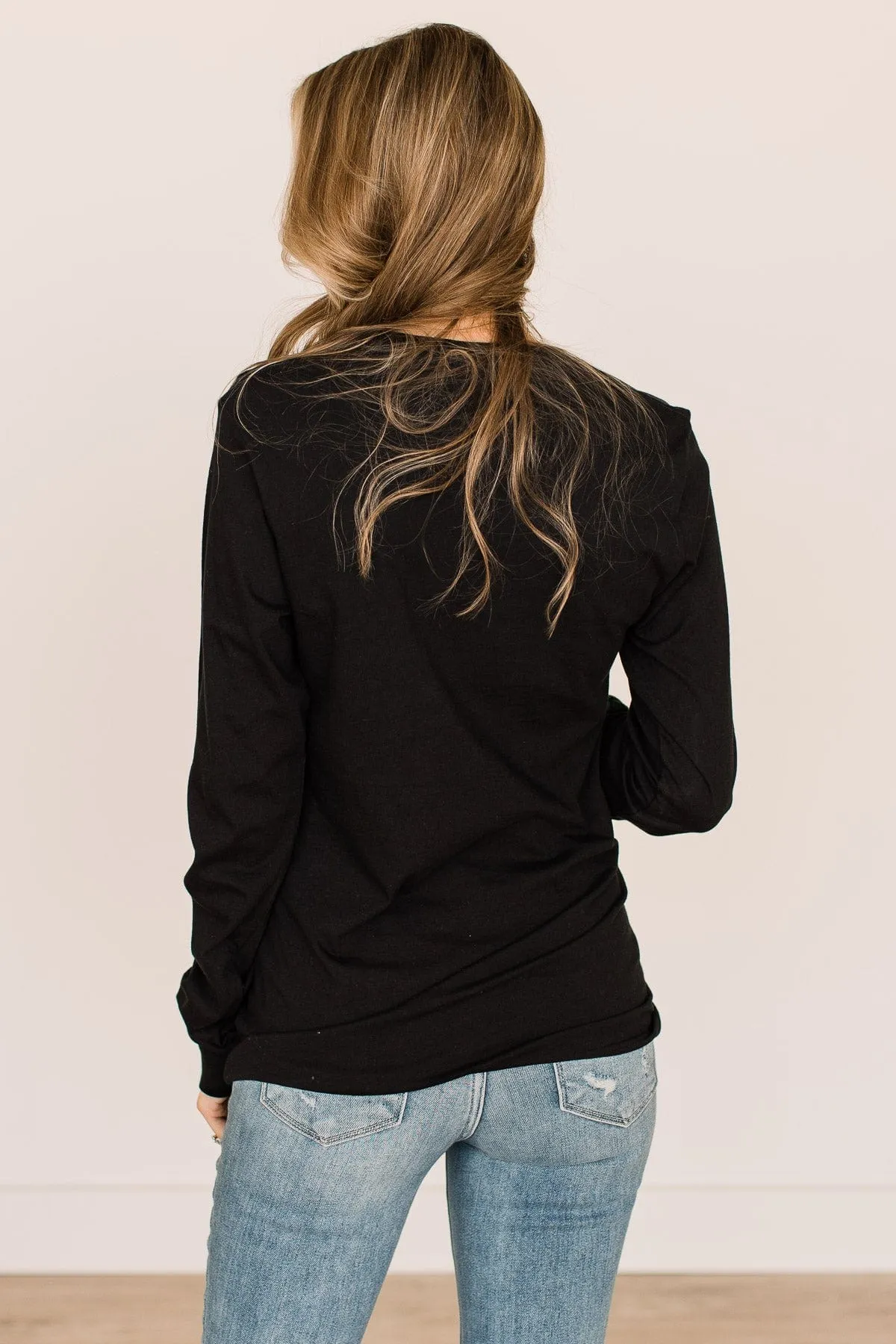 "Always Cold" Long Sleeve Graphic Tee- Black