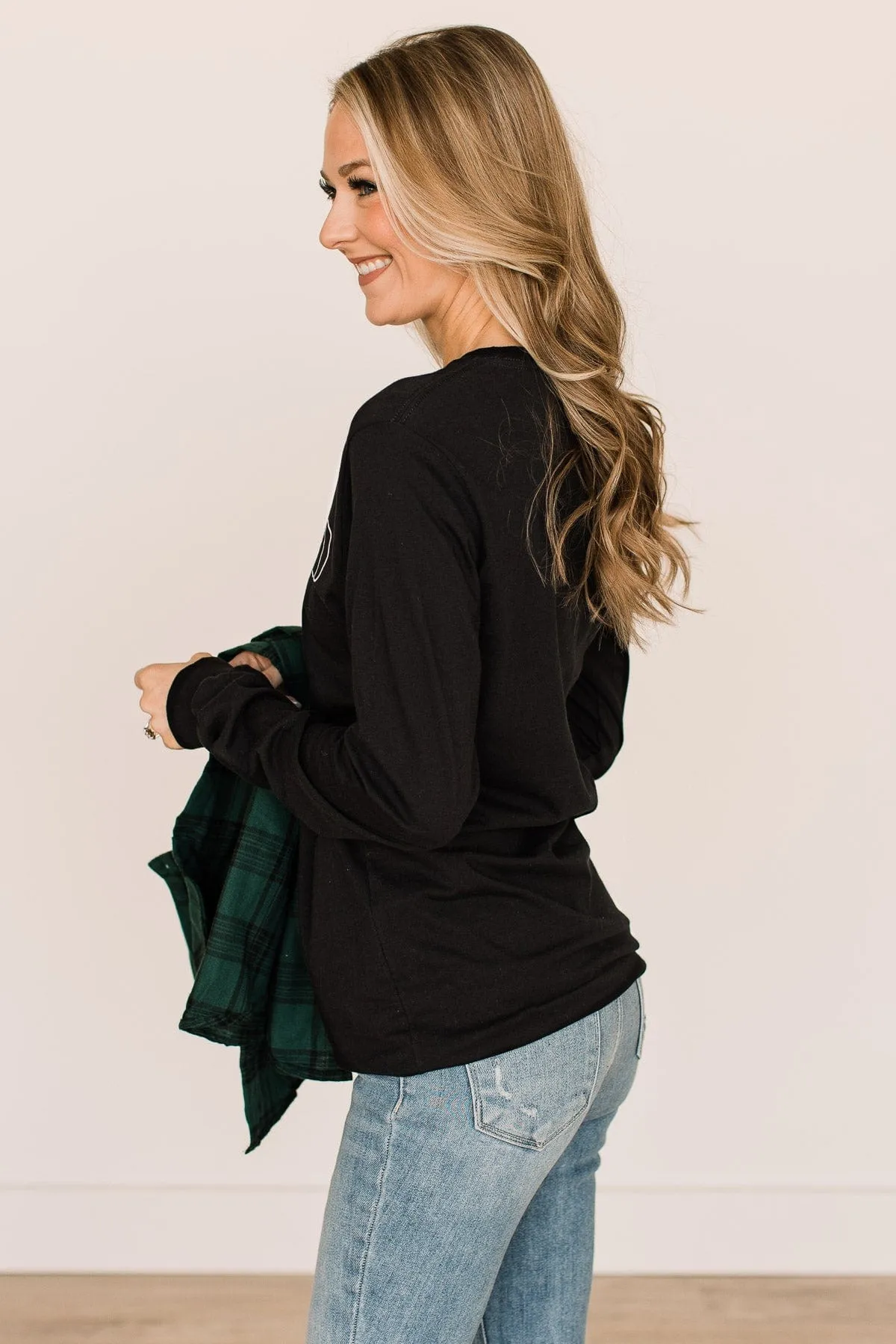 "Always Cold" Long Sleeve Graphic Tee- Black