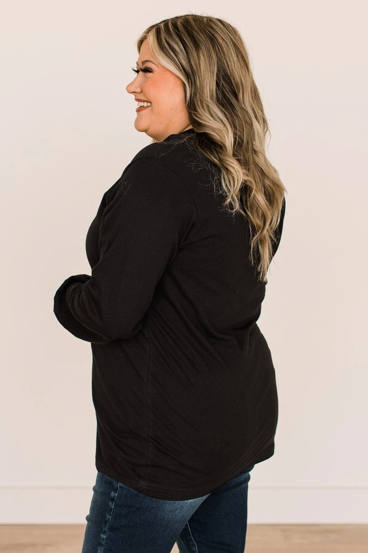 "Always Cold" Long Sleeve Graphic Tee- Black