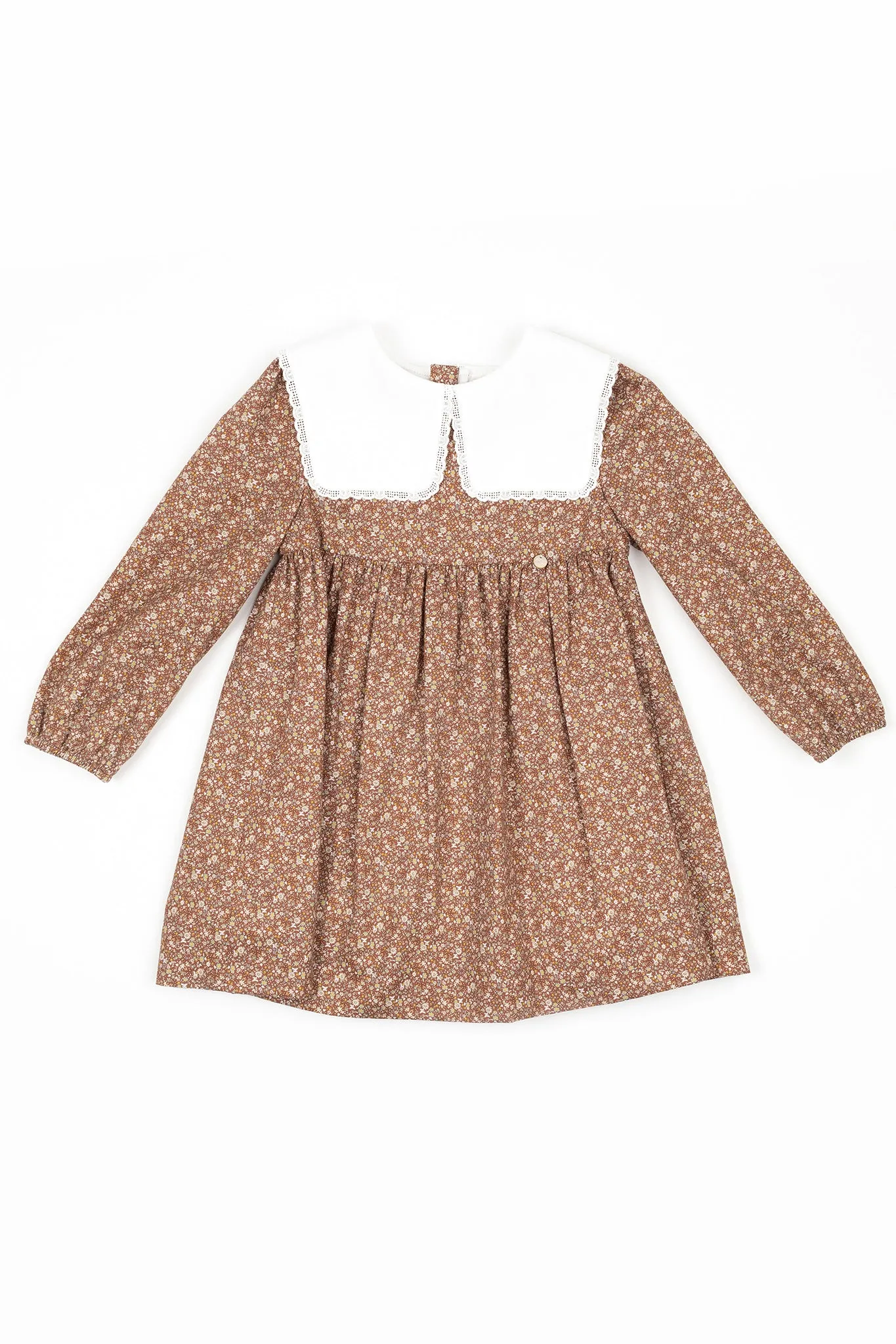 "Birdie" Brown Ditsy Floral Dress