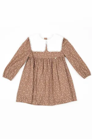 "Birdie" Brown Ditsy Floral Dress