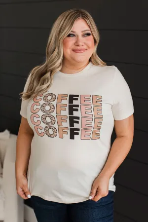 "But First, Coffee" Stacked Graphic Tee- Cream