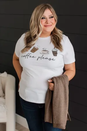 "Coffee Please" Graphic Tee- White