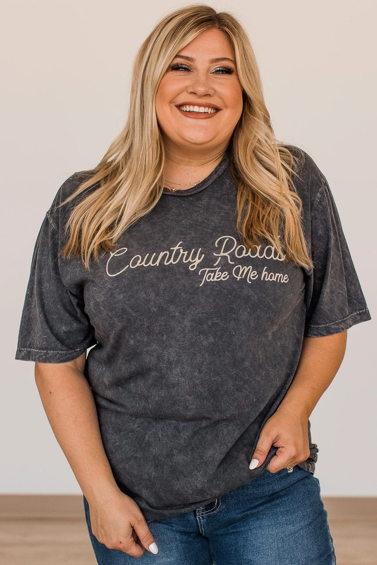"Country Roads, Take Me Home" Graphic Tee- Charcoal