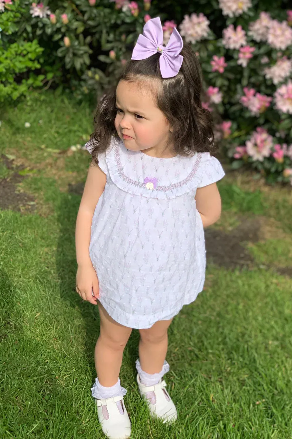 "Dorothea" Lavender Floral Smocked Dress & Bloomers