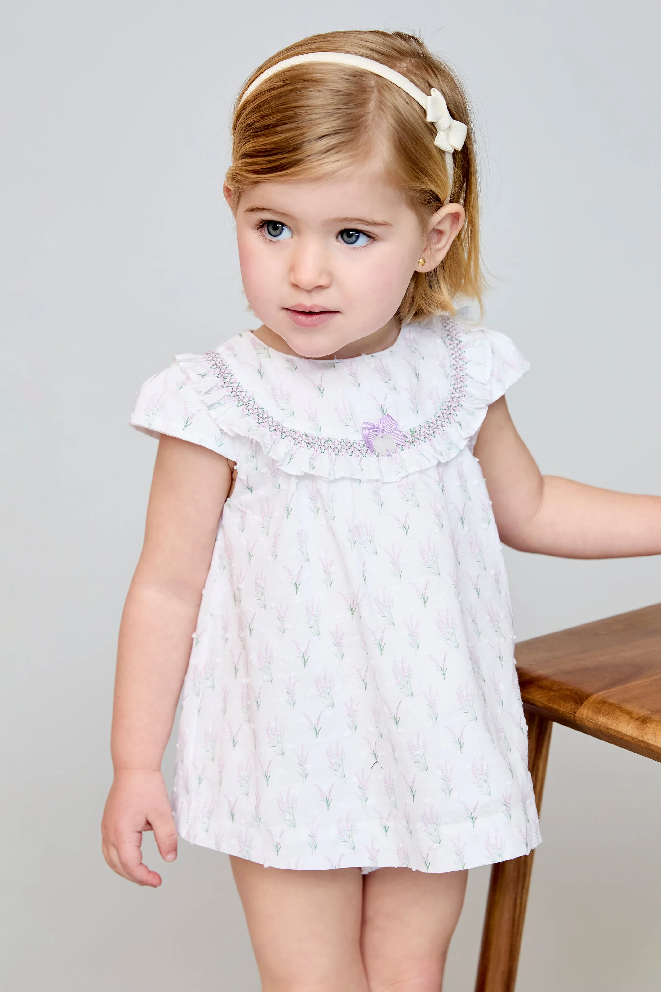 "Dorothea" Lavender Floral Smocked Dress & Bloomers