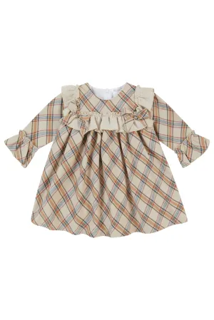 "Dorothy" Beige Tartan Dress