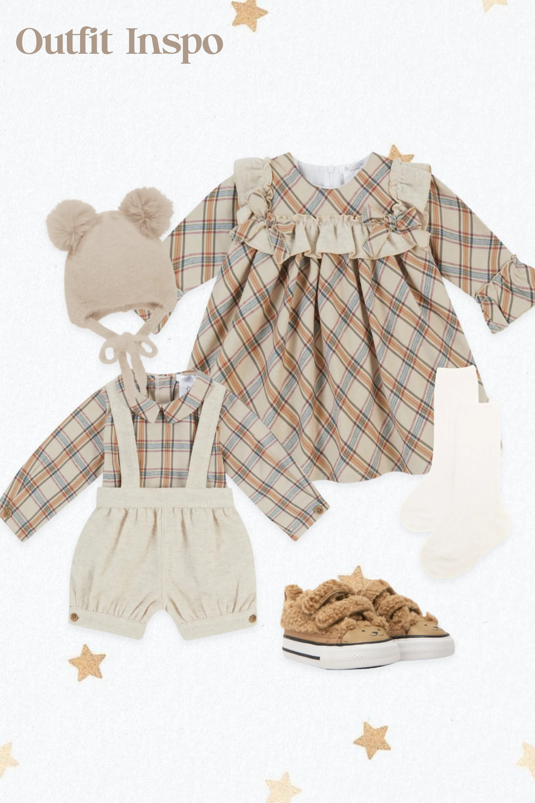 "Dorothy" Beige Tartan Dress