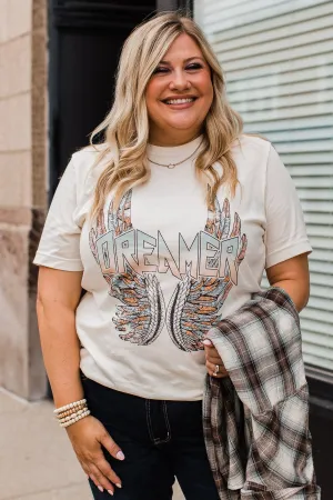 "Dreamer" Wing Graphic Tee- Cream