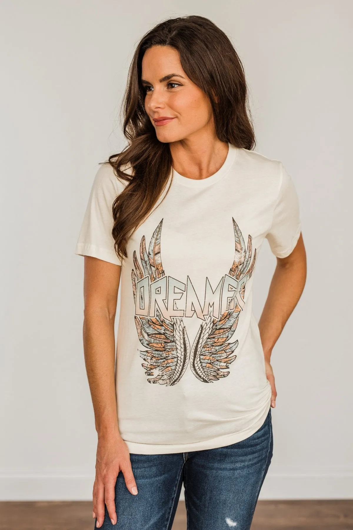 "Dreamer" Wing Graphic Tee- Cream