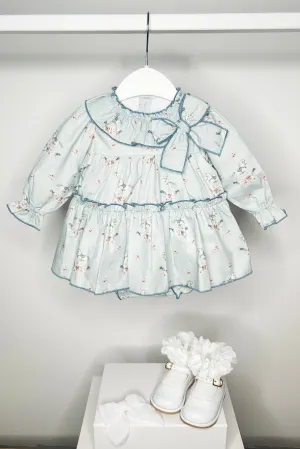 "Etta" Pale Teal Carousel Pony Dress & Bloomers