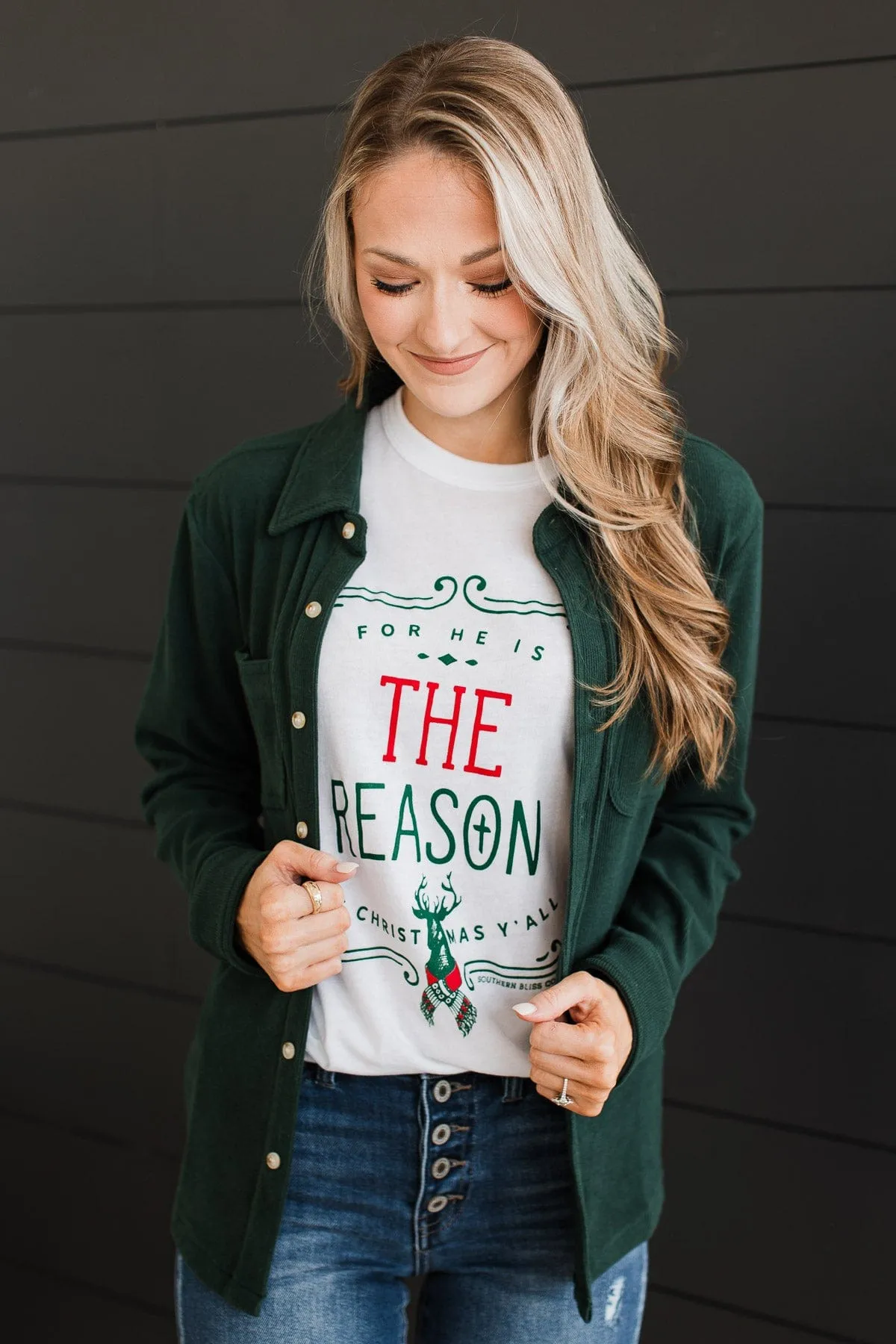 "For He Is The Reason" Graphic Tee- White