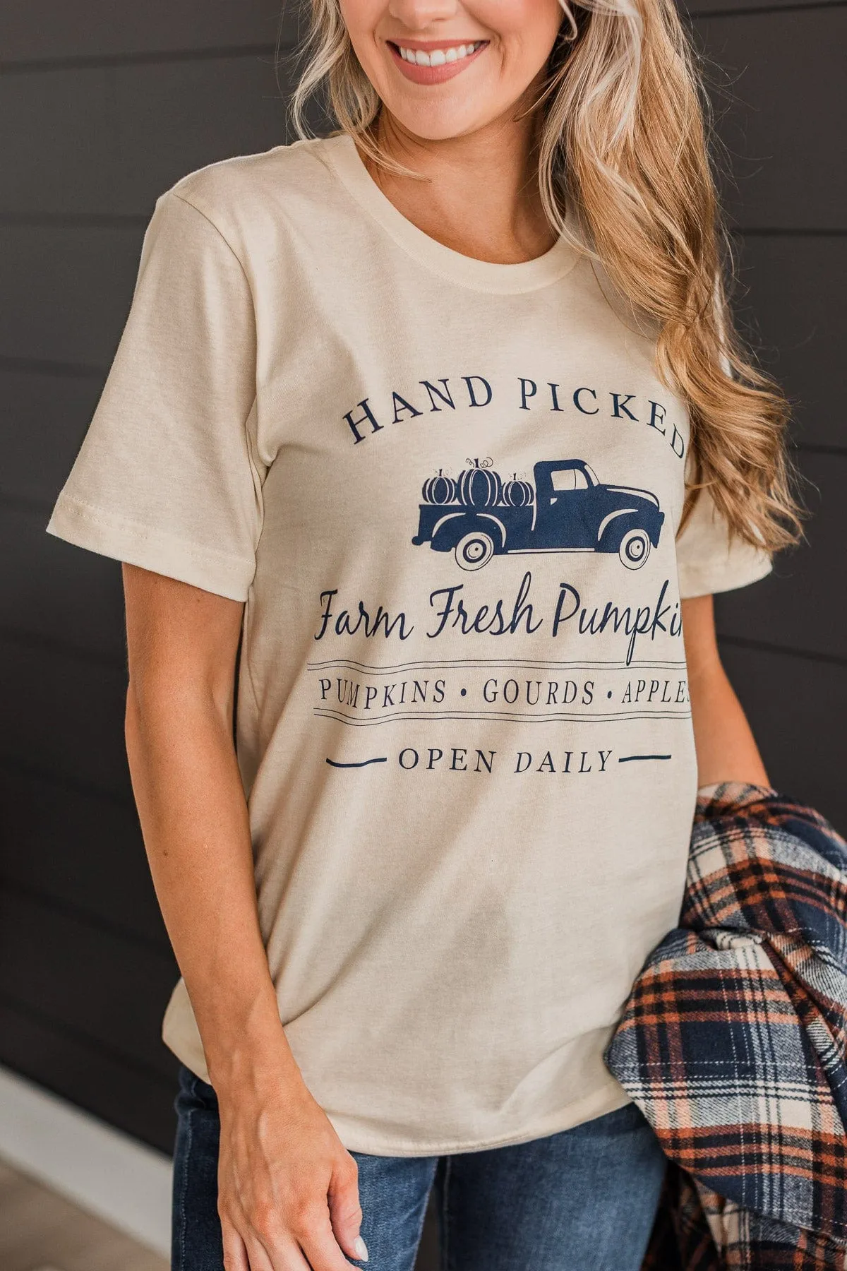 "Hand Picked Farm Fresh Pumpkins" Graphic Tee- Cream