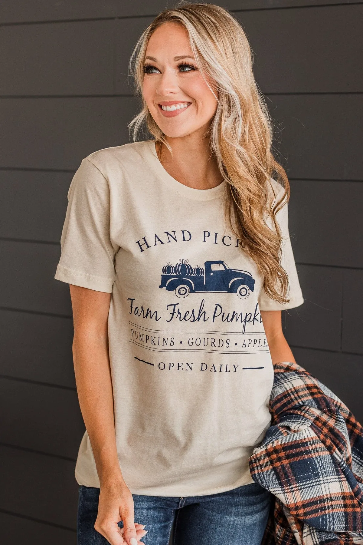 "Hand Picked Farm Fresh Pumpkins" Graphic Tee- Cream