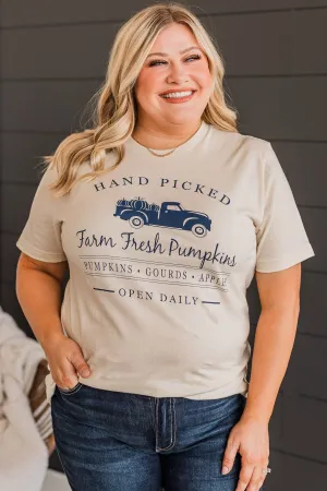 "Hand Picked Farm Fresh Pumpkins" Graphic Tee- Cream