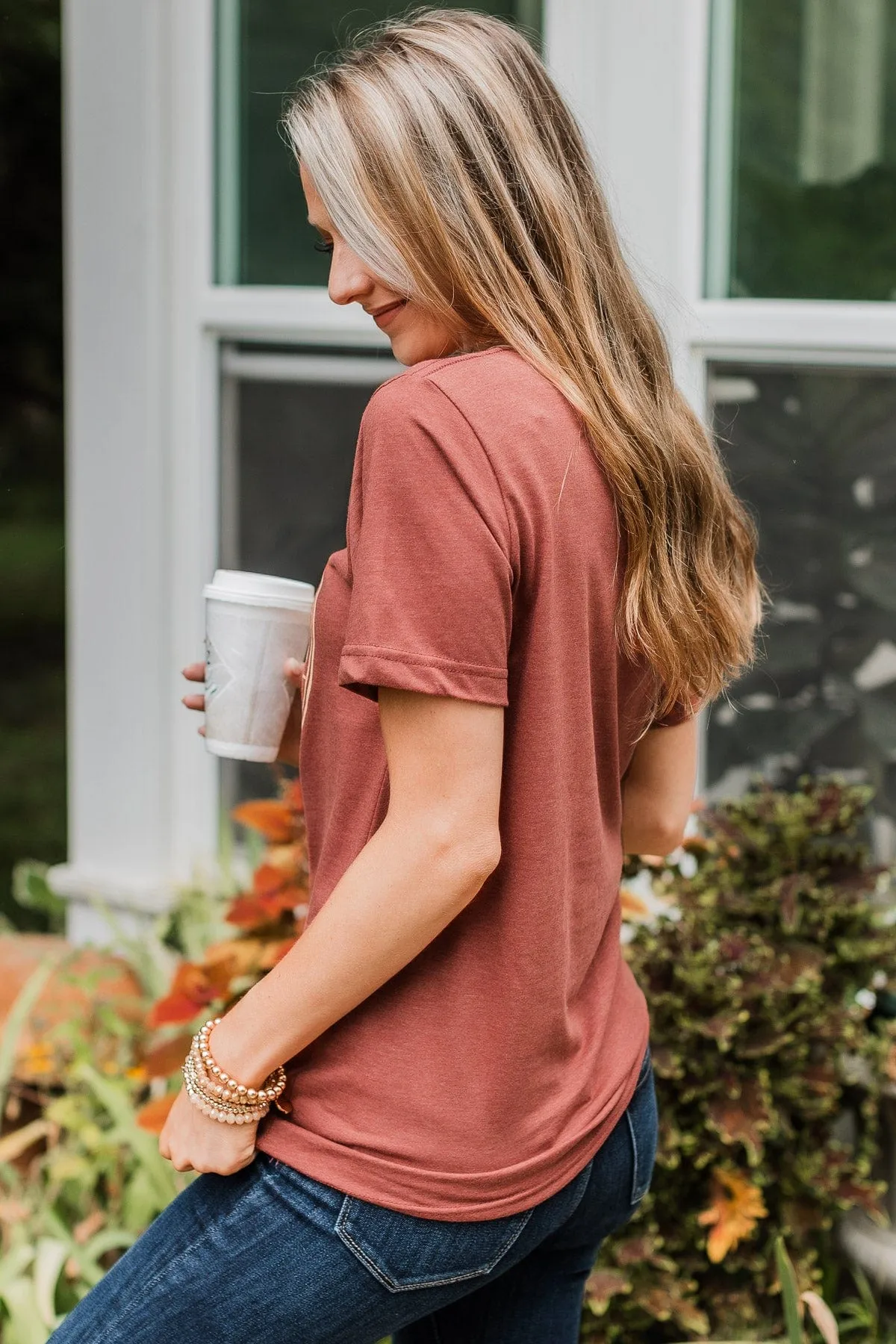 "Hand Picked Pumpkins" Graphic Tee- Rust