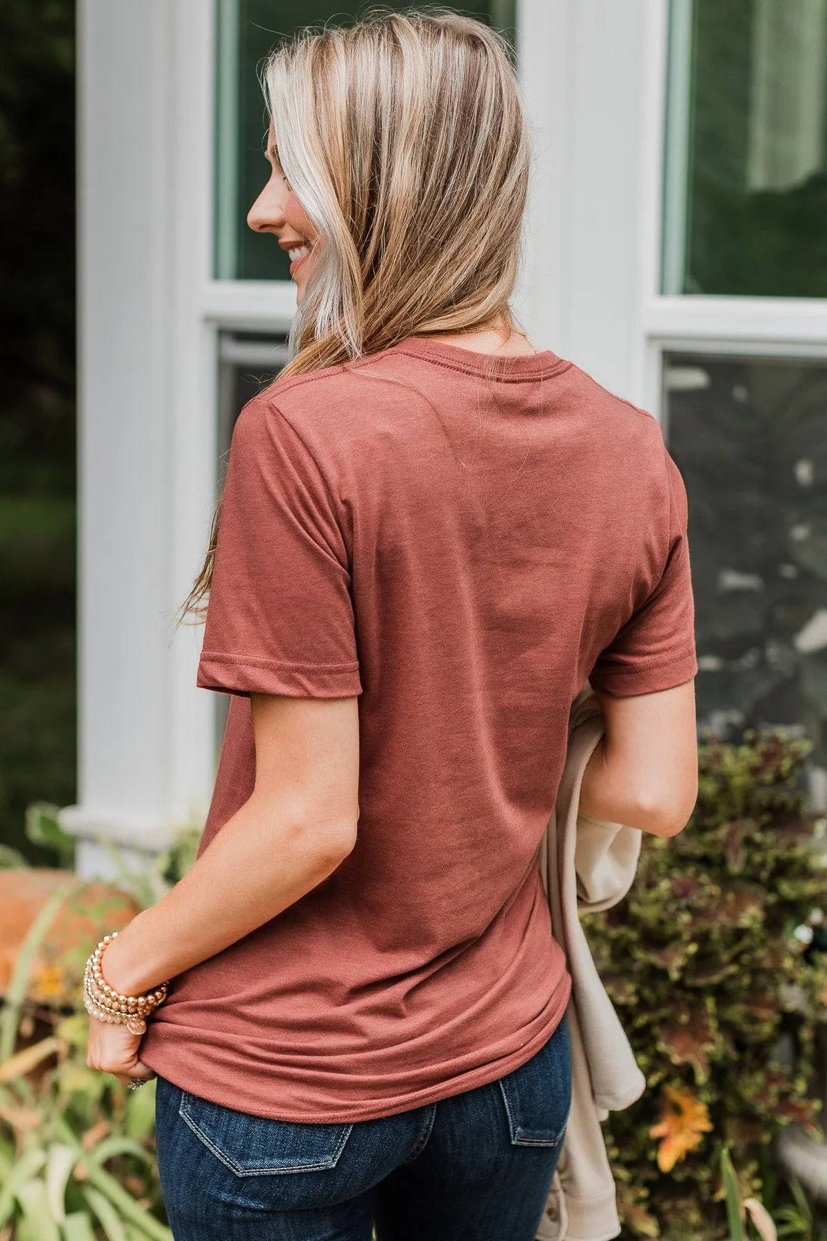 "Hand Picked Pumpkins" Graphic Tee- Rust