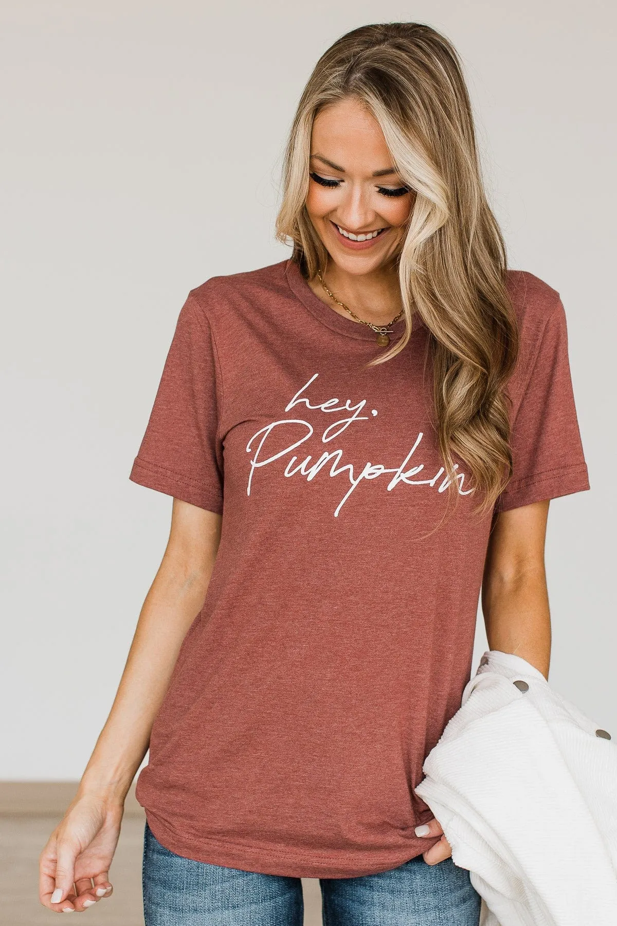 "Hey, Pumpkin" Graphic Tee- Deep Clay