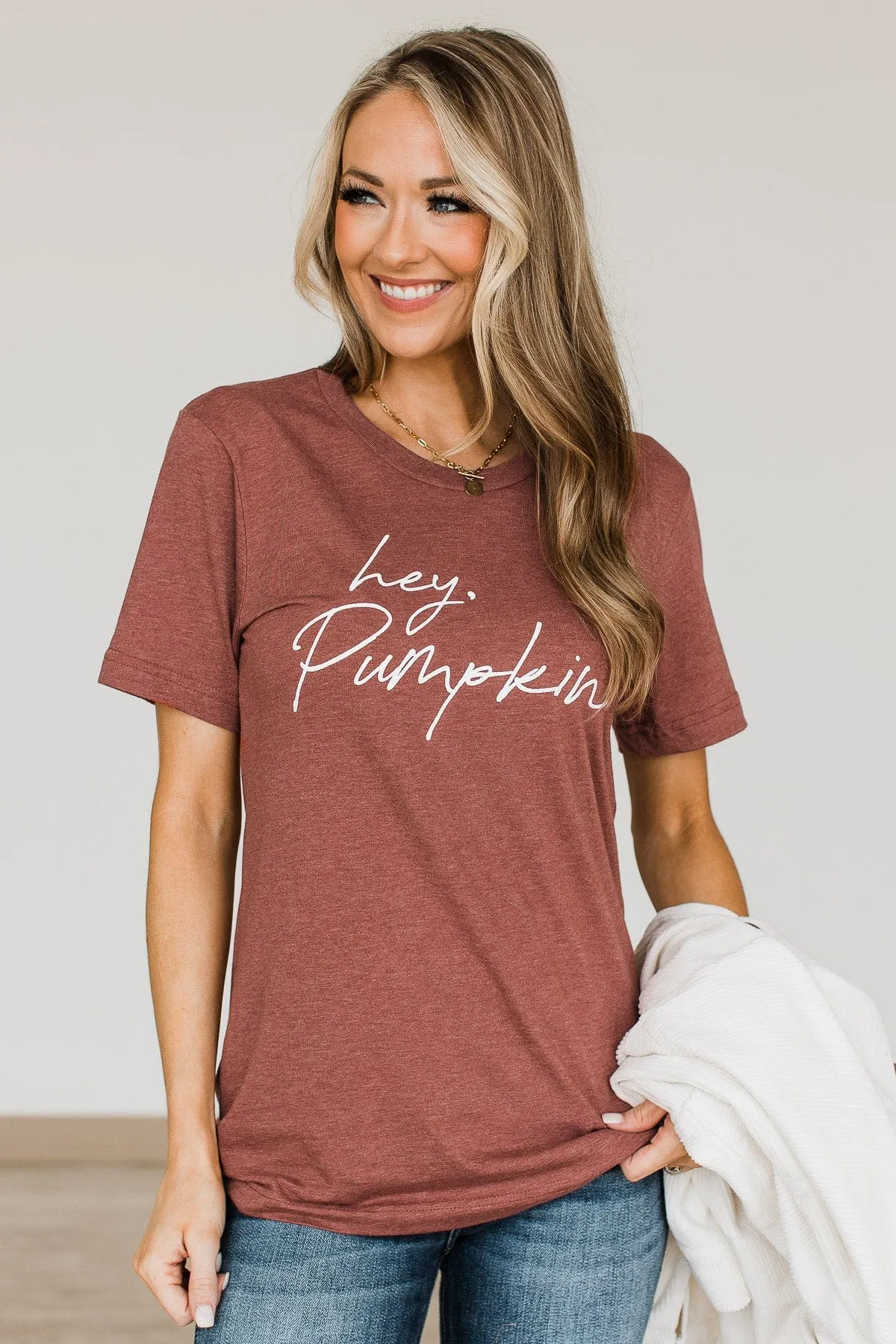 "Hey, Pumpkin" Graphic Tee- Deep Clay