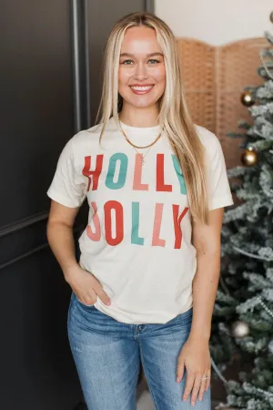 "Holly Jolly" Graphic Tee- Cream