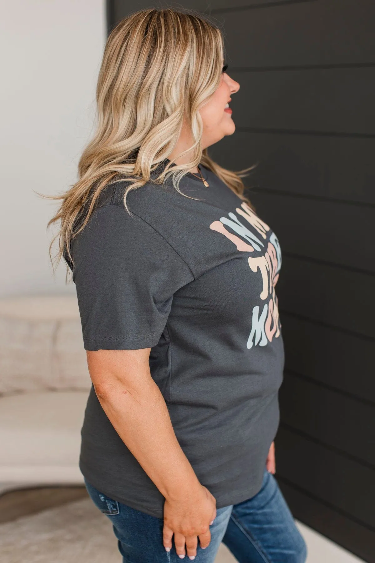 "In My Tired Mom Era" Graphic Tee- Dark Grey