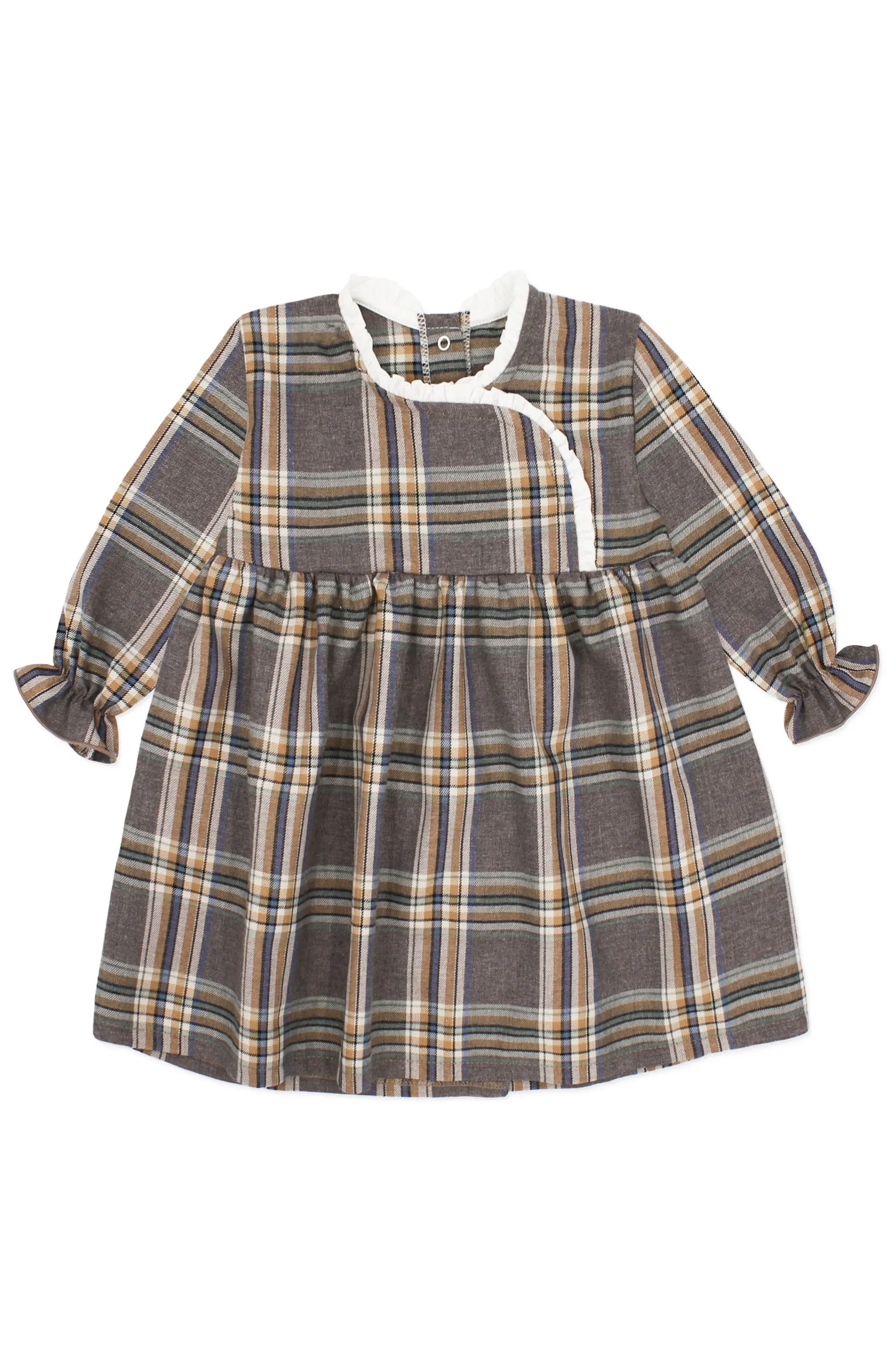 "Kyra" Brown Tartan Dress