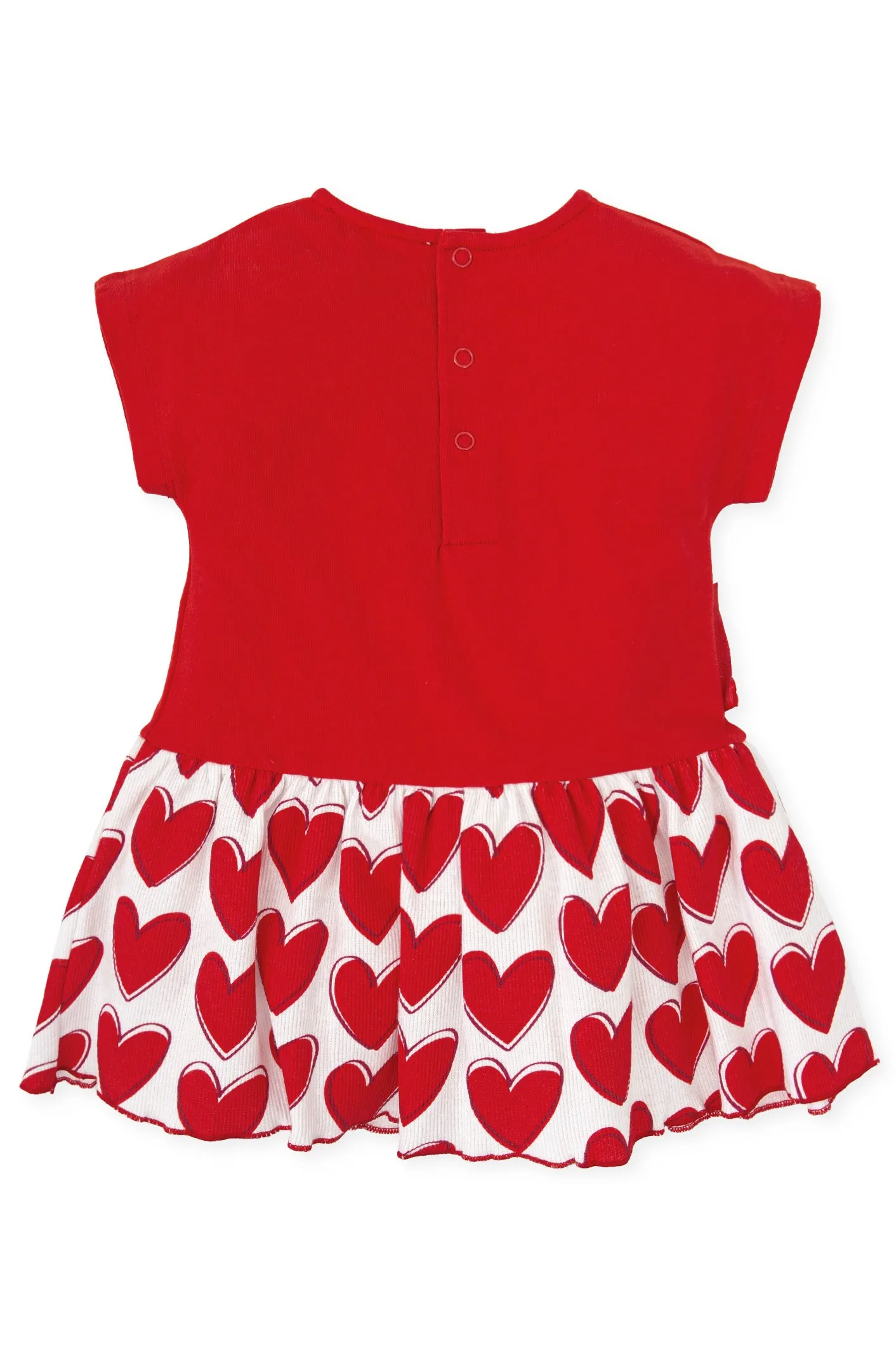 "Kyra" Red Heart Print Drop Waist Dress