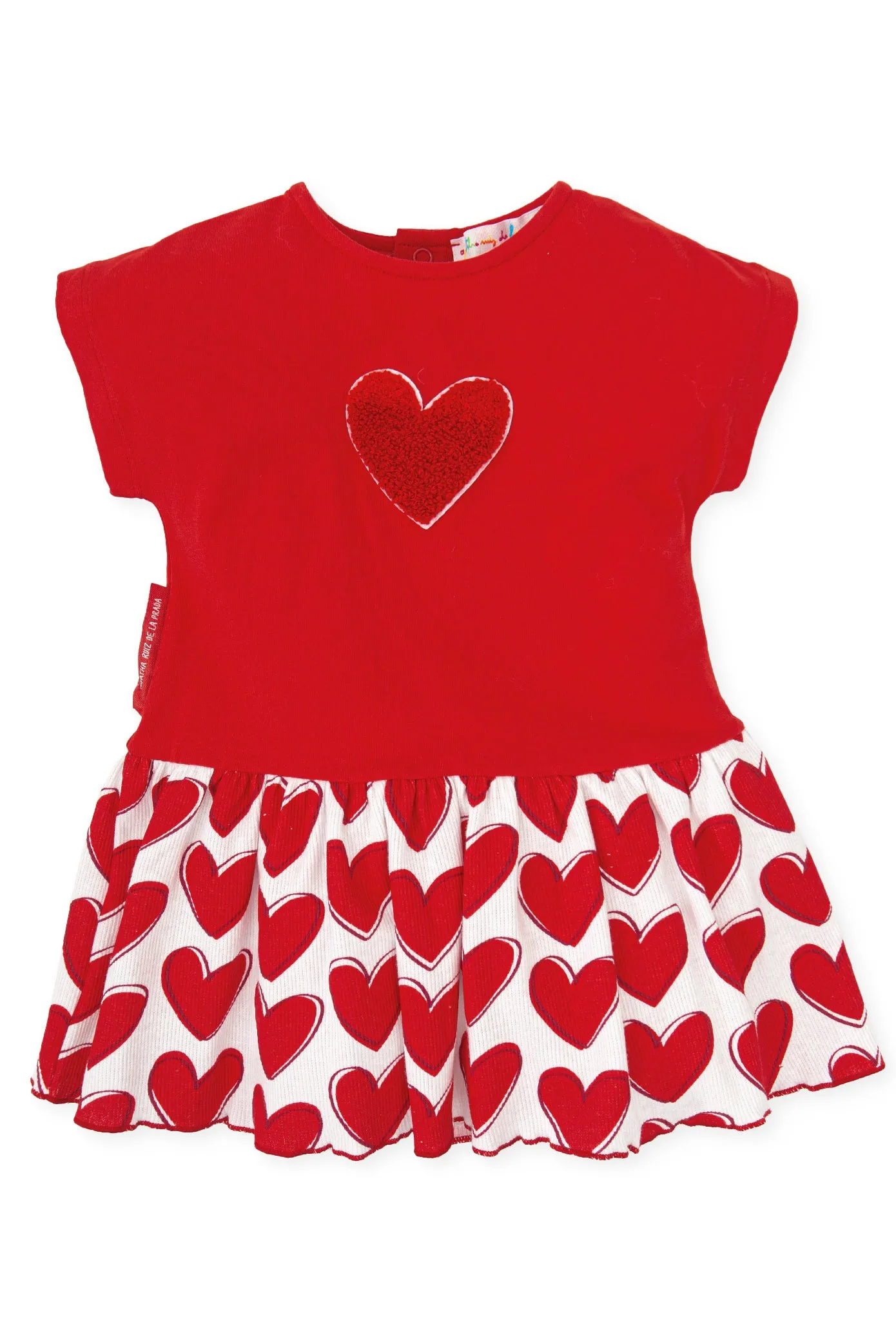 "Kyra" Red Heart Print Drop Waist Dress