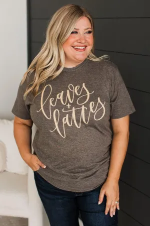 "Leaves & Lattes" Graphic Tee- Brown