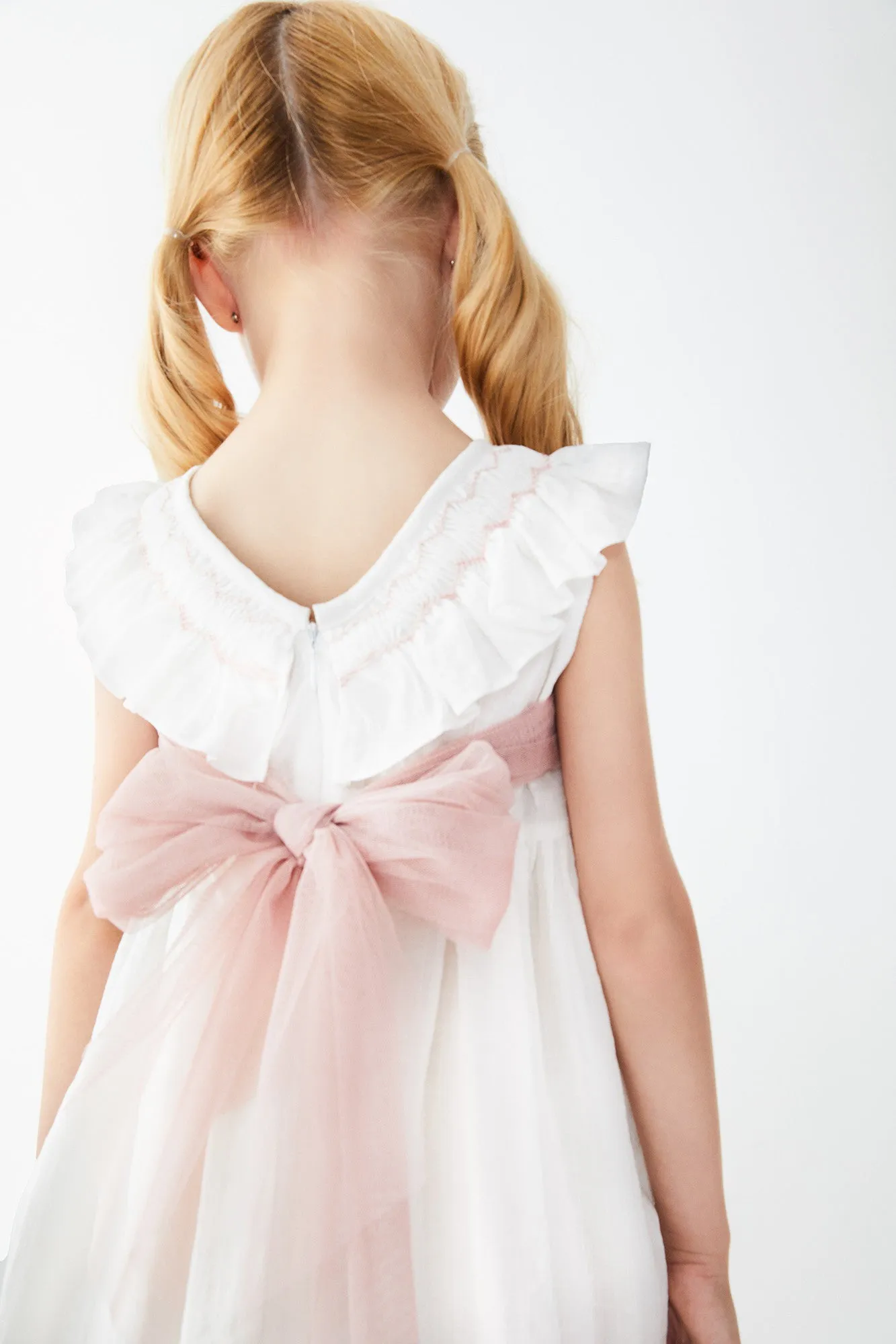 "Naida" Ivory Smocked Dress