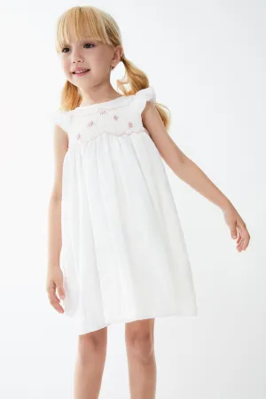 "Naida" Ivory Smocked Dress