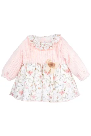 "Nancy" Pale Pink Faux Fur Floral Dress