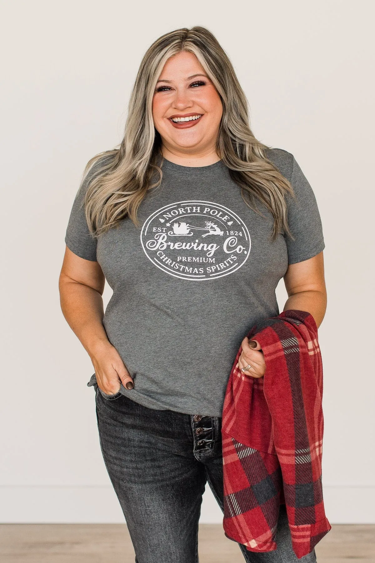 "North Pole Brewing Co" Graphic Tee- Grey