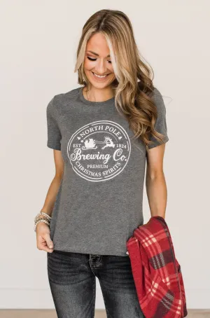 "North Pole Brewing Co" Graphic Tee- Grey