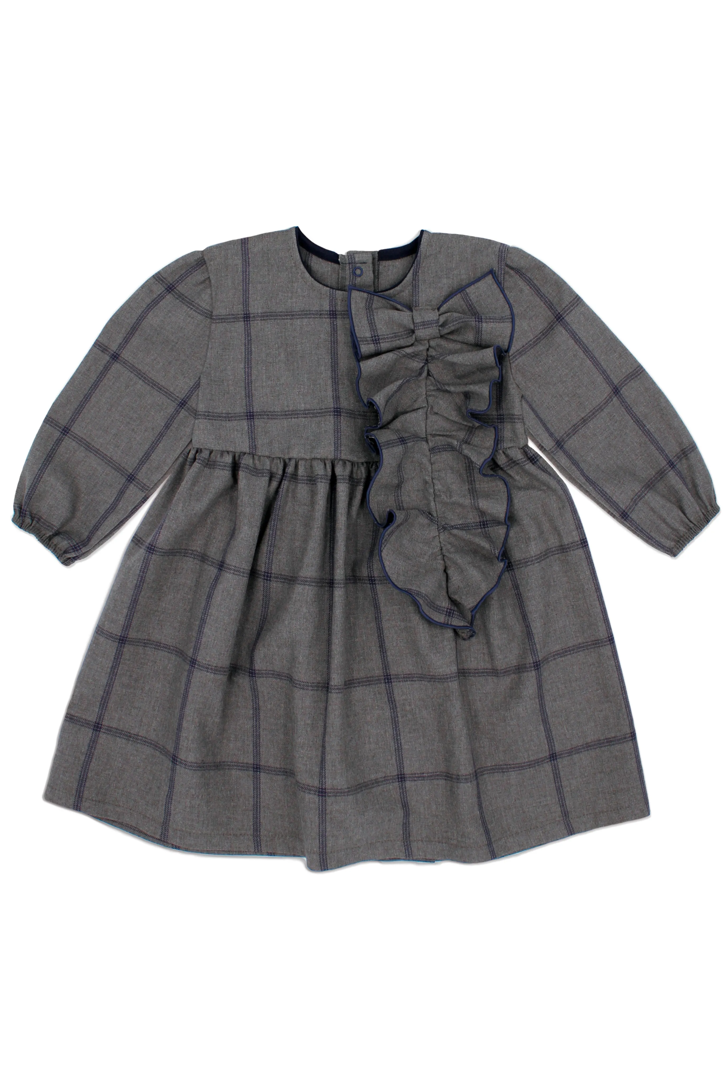 "Reese" Grey & Navy Check Dress